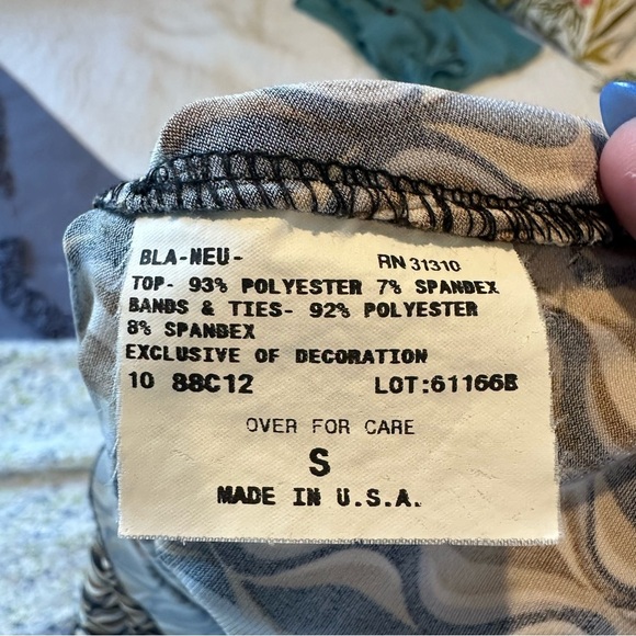 I.N. San Francisco Y2K Tie Back Top. Size: Small. Black Geometric print. - Picture 7 of 7